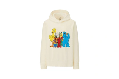 Pre-owned Kaws X Uniqlo X Sesame Street Group #2 Hoodie (us Womens Sizing) Natural