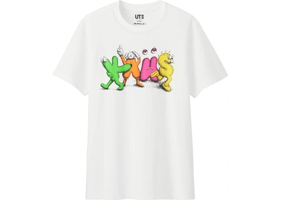 Pre-owned Kaws X Uniqlo Logo Tee (japanese Sizing) White