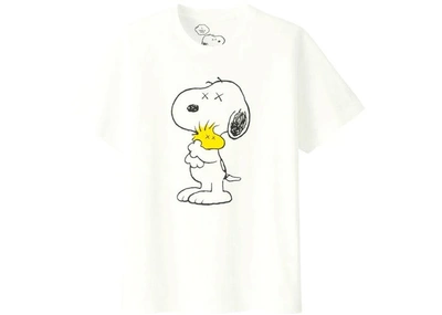 Pre-owned Kaws X Uniqlo X Peanuts Snoopy & Woodstock Tee (japanese Sizing) White