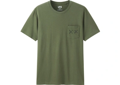 Pre-owned Kaws X Uniqlo Xx Pocket Tee (asia Sizing) Olive