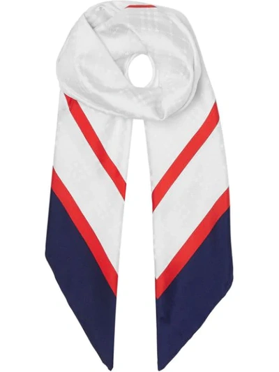 Burberry Archive Society Print Silk Square Scarf In White