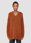 Acne Studios Oversized V-neck Sweater Pumpkin Orange