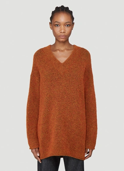 Acne Studios Oversized V-neck Sweater Pumpkin Orange