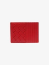 Bottega Veneta Intrecciato Weave Cardholder In Red