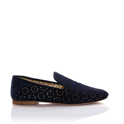 Unützer Slipper Suede Perforated Navy In Blue