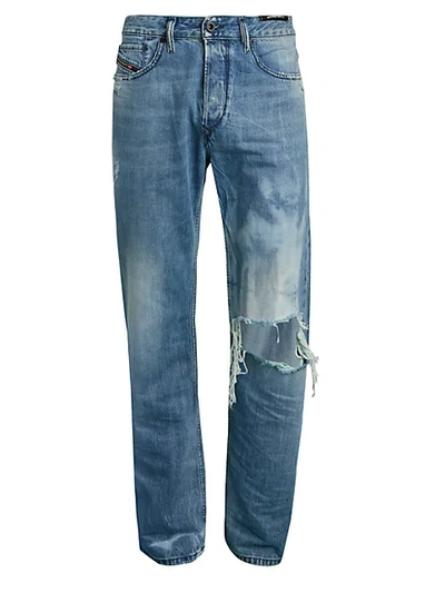 Diesel D-kodeck Distressed Straight Jeans In Denim