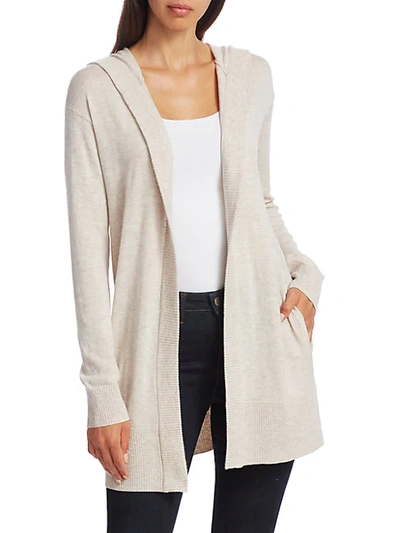 Theory Hooded Open-front Cardigan Sweater In Oatmeal Heather