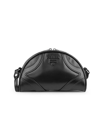 Prada Tessuto Leather Crossbody Bowling Bag In Black