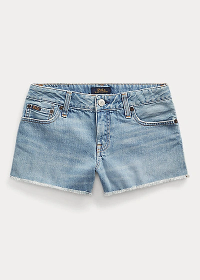 Polo Ralph Lauren Kids' Frayed Cotton Denim Short In Cardell Wash