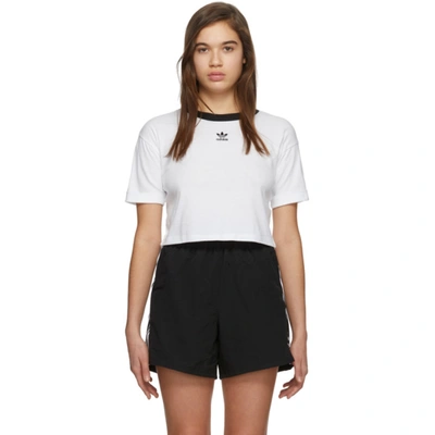 Adidas Originals Cropped Trefoil T-shirt In White-black