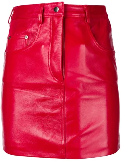Manokhi High-rise Leather Short Skirt In Red