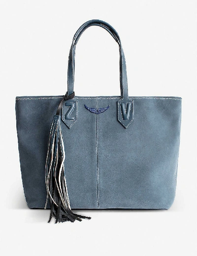 Zadig Voltaire Mick Suede Tote Bag In Blu ModeSens