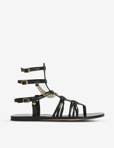 Allsaints Gelda Studded Leather Gladiator Sandals In Black