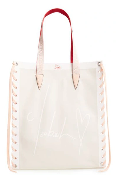 Christian Louboutin Small Cabalace Canvas & Leather Tote In Naturel/ Antoinette