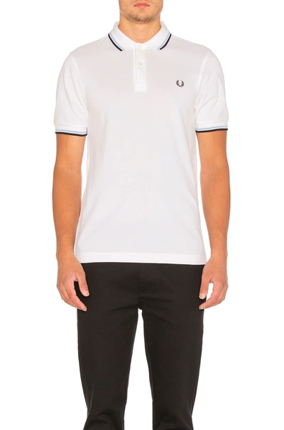 Fred Perry Slim Fit Twin Tipped Polo Shirt In White - White
