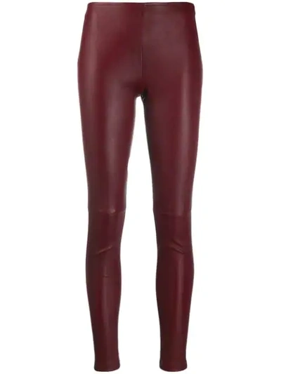 Manokhi Mid-rise Skinny Leather Trousers In Red