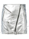 Manokhi Biker-style Metallic Leather Skirt In Grey