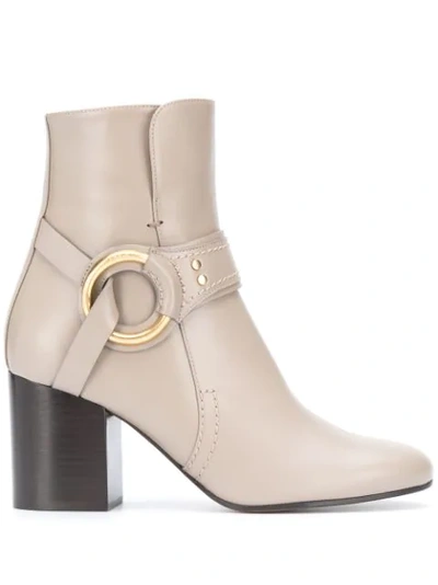 Chloé Women's Demi Leather Ankle Boots In Motty Grey