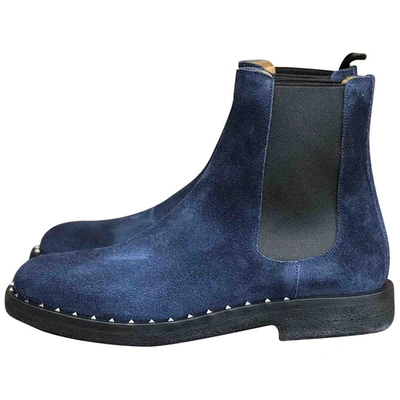 Pre-owned Valentino Garavani Blue Suede Boots