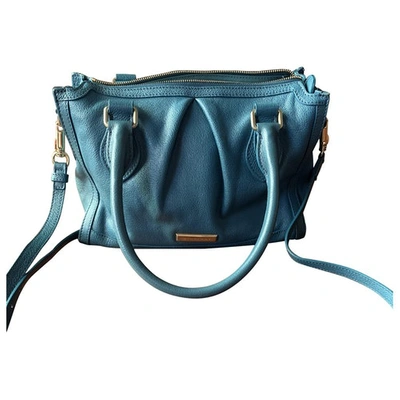 Pre-owned Burberry The Barrel Leather Handbag In Turquoise