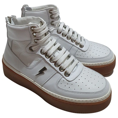 Pre-owned Neil Barrett Leather Trainers In White