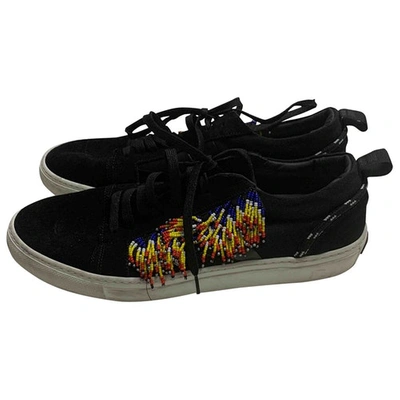 Pre-owned Msgm Glitter Low Trainers In Black