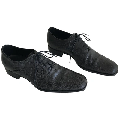 Pre-owned Emporio Armani Leather Lace Ups In Anthracite