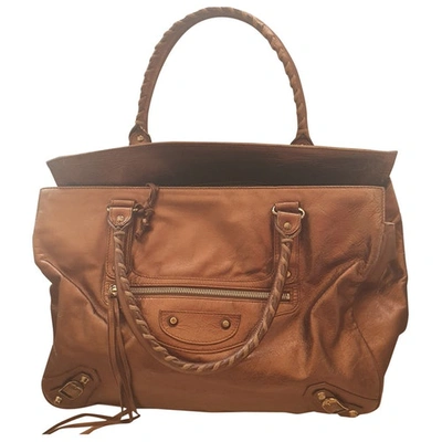 Pre-owned Balenciaga City Leather Handbag In Metallic