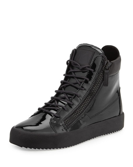 Giuseppe Zanotti Men's Patent High-top Sneakers In Black | ModeSens
