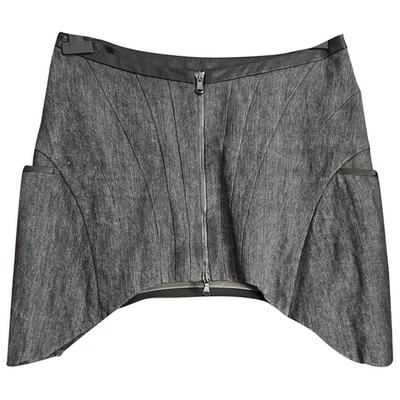 Pre-owned Alessandra Marchi Linen Mini Skirt In Anthracite