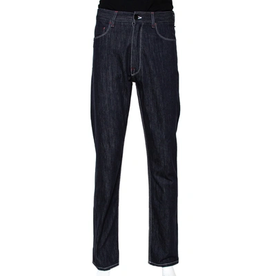 Pre-owned Fendi X Fila Logo Mania Indigo Denim Straight Fit Jeans M In Navy Blue