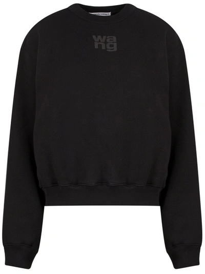 Alexander Wang Essential Logo Cotton Jersey Sweatshirt In Black