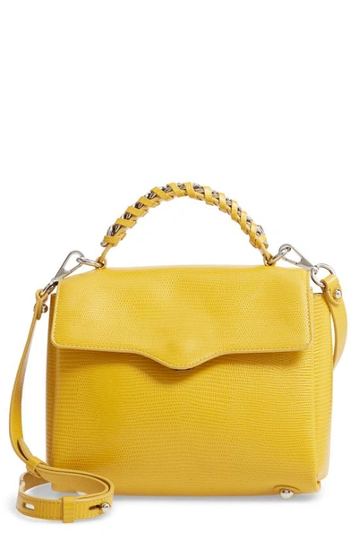 Rebecca Minkoff Chain Lizard Embossed Leather Satchel In Sunflower