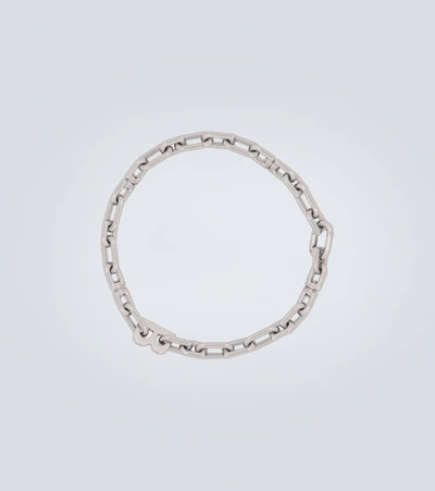 Balenciaga Silver Thin B Chain Necklace In Shiny Silver