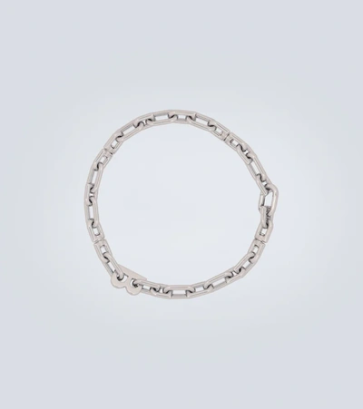 Balenciaga Silvertone "b" Charm Necklace In Metallic