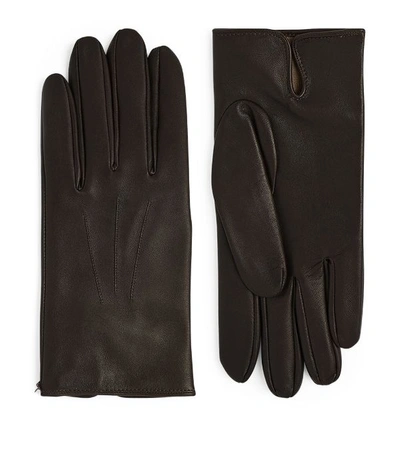 Dents Leather Silk-lined Gloves In Brown