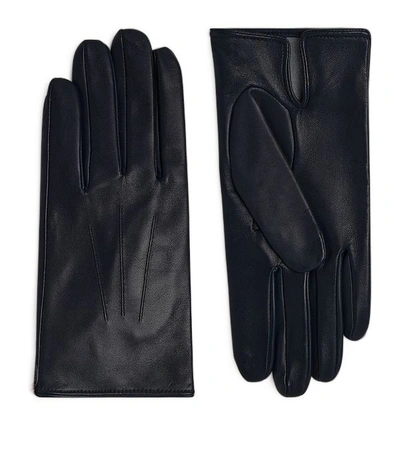 Dents Leather Silk-lined Gloves In Navy