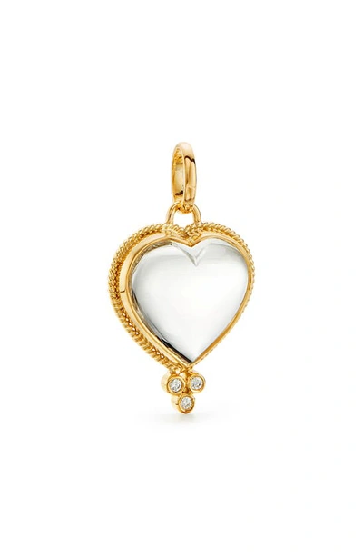 Temple St Clair Women's 18k Yellow Gold, Diamond & Rock Crystal Braided Heart Small Pendant