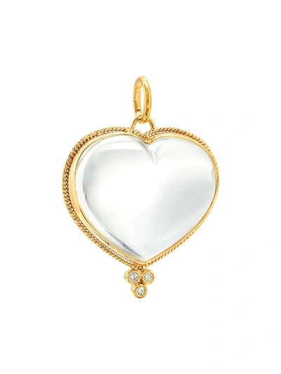 Temple St Clair Women's 18k Yellow Gold, Diamond & Rock Crystal Braided Heart Large Pendant