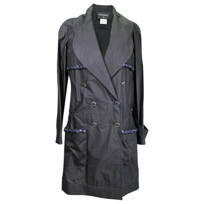 Pre-owned Chanel Trench Coat In Black