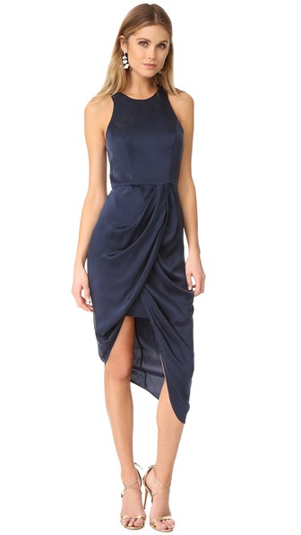 Zimmermann Sueded Drape Dress In French Navy Modesens