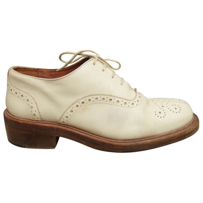 Pre-owned Sartore Leather Lace Ups In White