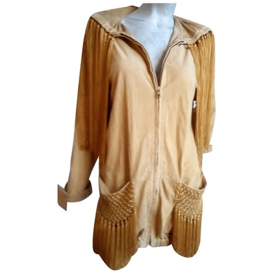 Pre-owned Moschino Leather Jacket In Camel