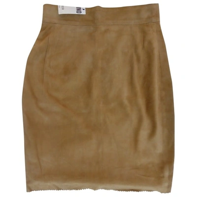 Pre-owned Moschino Leather Mini Skirt In Camel