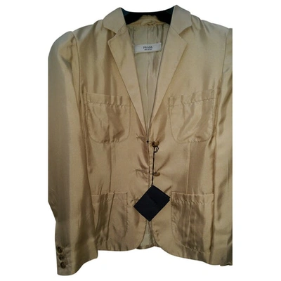 Pre-owned Prada Silk Suit Jacket In Beige