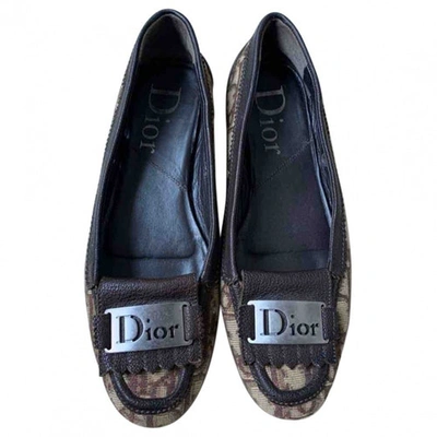 Pre-owned Dior Cloth Ballet Flats In Brown