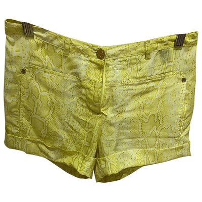 Pre-owned Roberto Cavalli Silk Short Trousers In Yellow