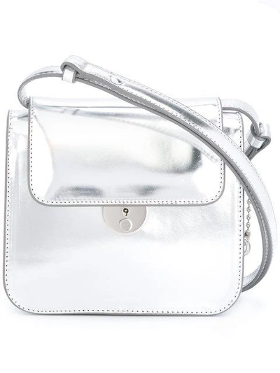 Maison Margiela Small Metallic Leather Shoulder Bag In Silver