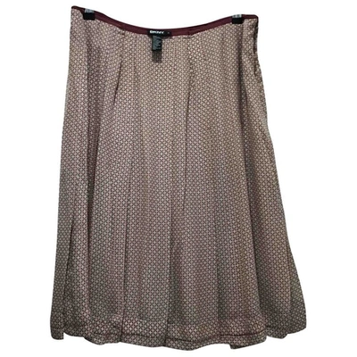 Pre-owned Donna Karan Silk Skirt In Ecru