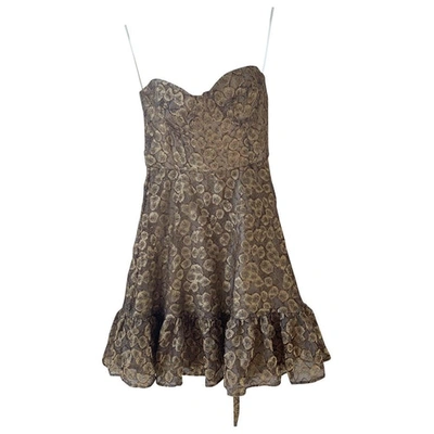 Pre-owned Issa Lace Mid-length Dress In Gold